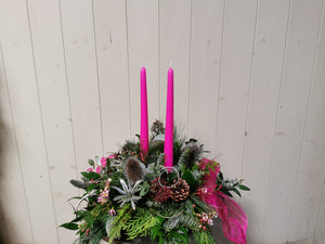 Oval, tapered candle arrangement